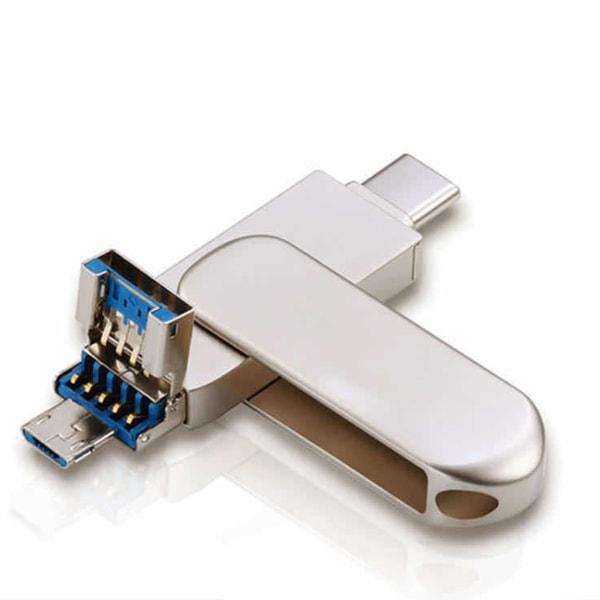 3 i 1 USB minne Mini U Disk 32/64/128 Gb Portable PenDrive Memory Stick 3 in 1 Typ C Android- USB för PC-telefon