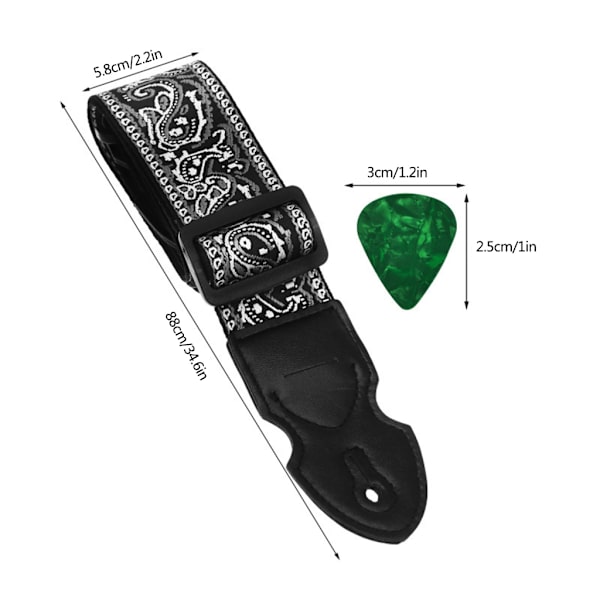 Gitarrband med 6 Plektrum Läderändar Gitarrband Present till Gitarrister