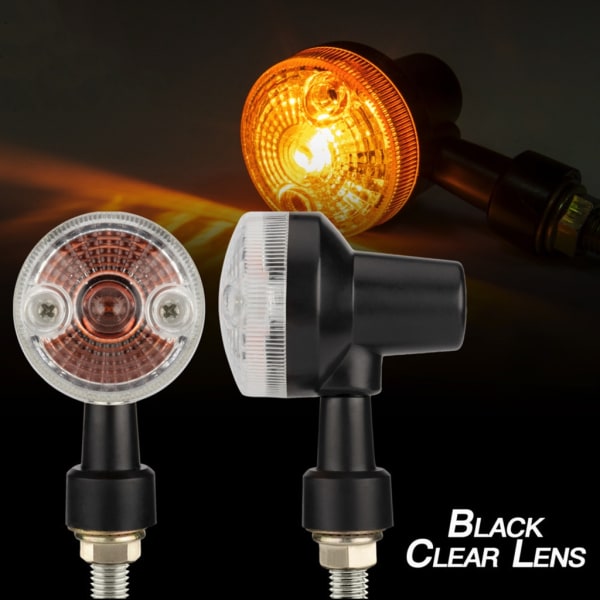 Universal Motorcykel Blinkers Byte Blinkers Lampa Amber Blinkers Vintage Round Turn Lamp för GN/CG125 Black - Transparent housing
