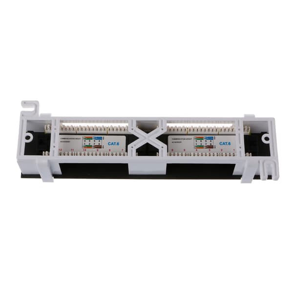12-porters patchpanel for Cat 6, veggmontering og rackmontering, plassbesparende