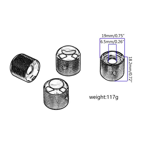 4 stk gitar knotter Amber Top Hat knotter kontroll knotter volum tone kontroll knotter