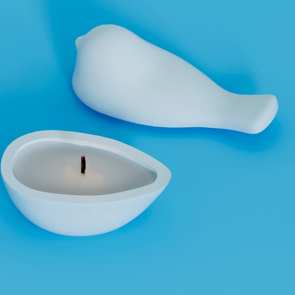 Silikonform for lysestake, simulert fugleformet telysholderform