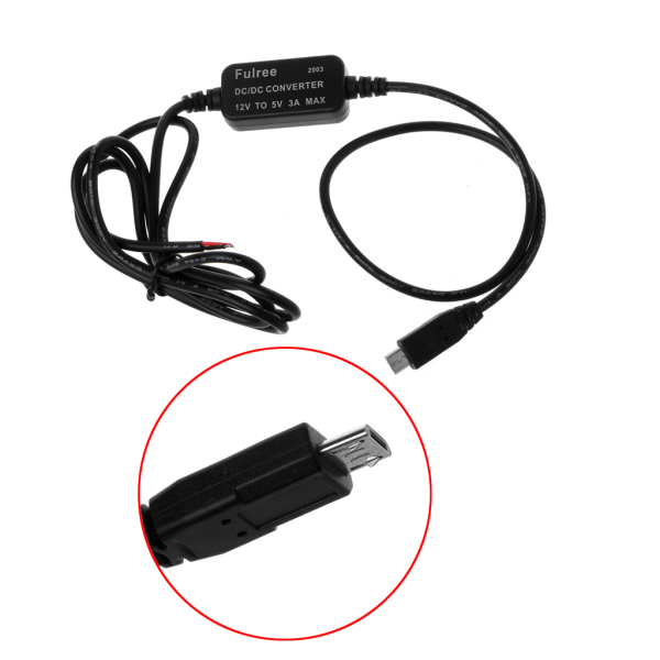 Billaddare Micro USB -utgång 12V till 5V 3A Power för PDA DVR Cam