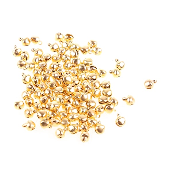 100 st Small Bell Smycken Berlocker 6mm pärla fynd guld blandad färg bröllopshantverk