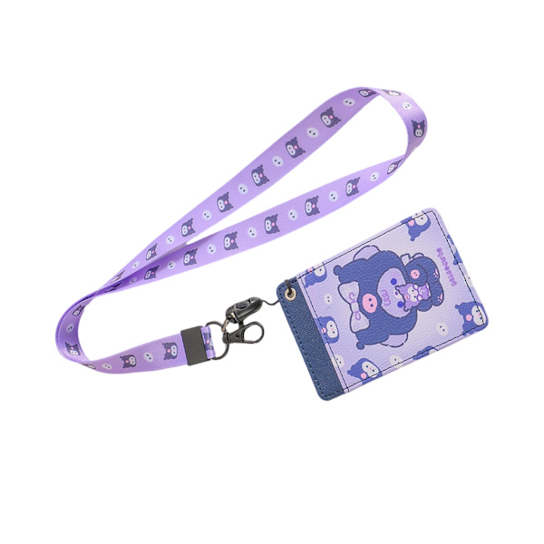 Bärbar korthållare Lanyard Neck Card organiserat för resor och shopping Purple