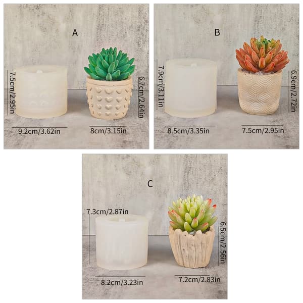 Blomkrukor Form Relief Hjärta Suckulent växt Vas Gips Planter Molds C