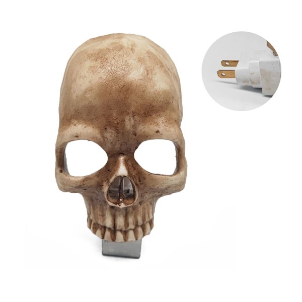 Unik menneskeskallelampe halloweenfest gotisk skelet kranium stikket i væggen natlys Soveværelseshorror dekorationer