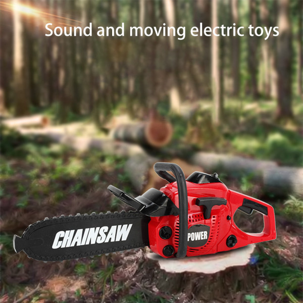 Realistisk motorsågsleksak för barn för med simulering Ljudutbildning Elektrisk sågkonstruktionsverktyg för låtsas för lek Game B Red