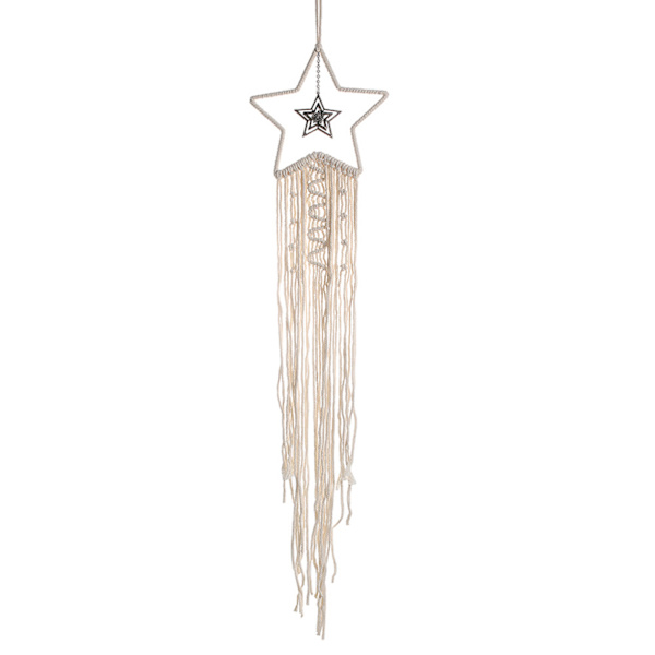 Bohemian Chic Macrame Vægtæppe Månestjerne Ugle Drømmefanger Vægdekoration Boho Vævede Gobeliner