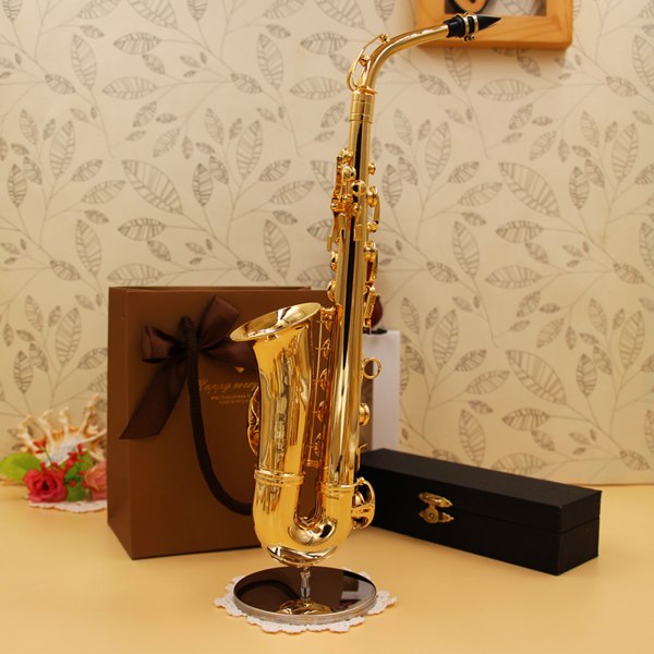 Miniatyr Saxofon Modell Miniatyr Sax Modell Musikaliska Dekorativa Prydnader 8.5cm
