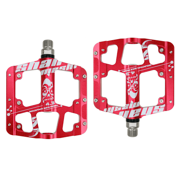 Road MTB Mountain Bike Bicycle Pedal 3 Bearing Steel Flat Cycling Pedals Red