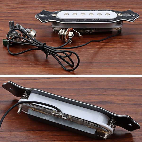 6-strängad Cigar Box Gitarr Pickup Förkopplad Gitarr Ljudhåls Pickup med Ratt