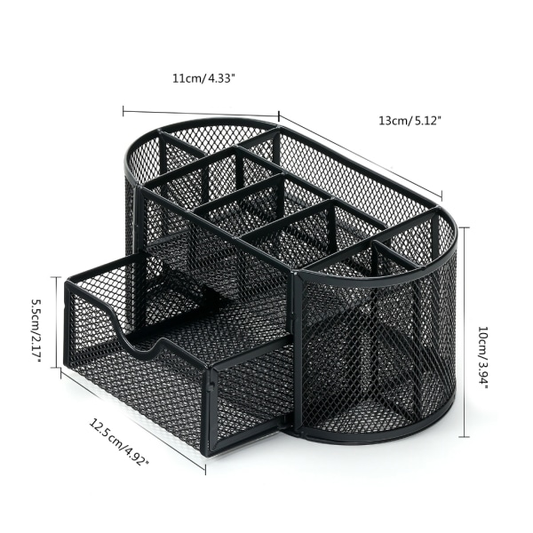 Metal mesh skrivebordsarrangører og penneholder med skydeskuffe og 8 rum, multifunktionelle kontorskriveborde Green