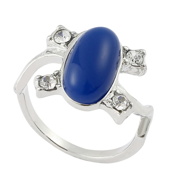 Antikk sølvbelagt for Vampire Diary Elena Band Ring Blue Stone Pattern Souve