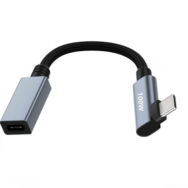 Rättvinklad USB C-förlängningskabel 90 grader 480 Mbps USB-C 2.0 hane till hona videosladd, L-form typ C förlängare 1m