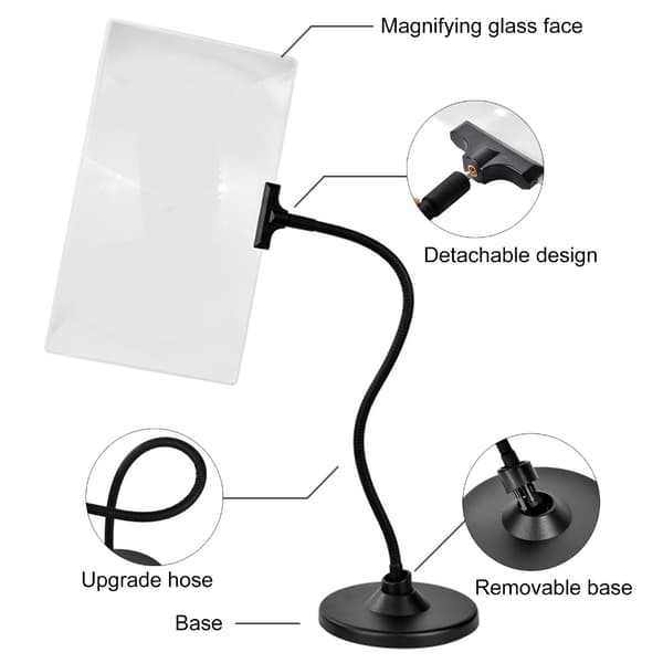 Forstørrelsesglasark Fuldsideforstørrelsesglas til læsning med fleksibel stander