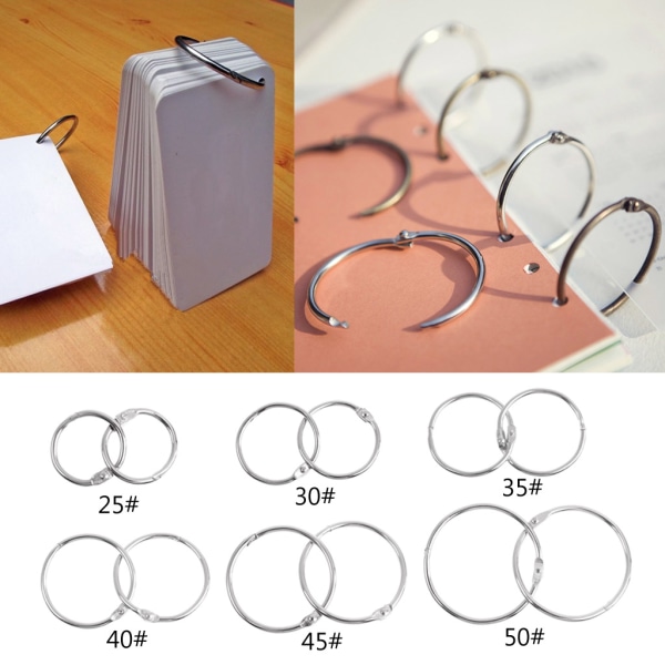 Metall Lösblad Bok Binder Hoop Ring Multifunktionell Nyckelring Circle DIY Album null - 30 25mm