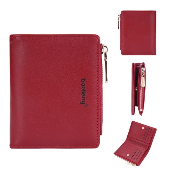 PU-skinn-lommebok med glidelås Business Gift Change Pocket Kredittkortveske Pink