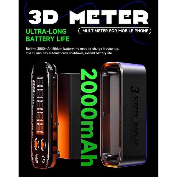 Multifunktionell Digital Testare 2000mAh Batteri Elektrisk Komponentmätning