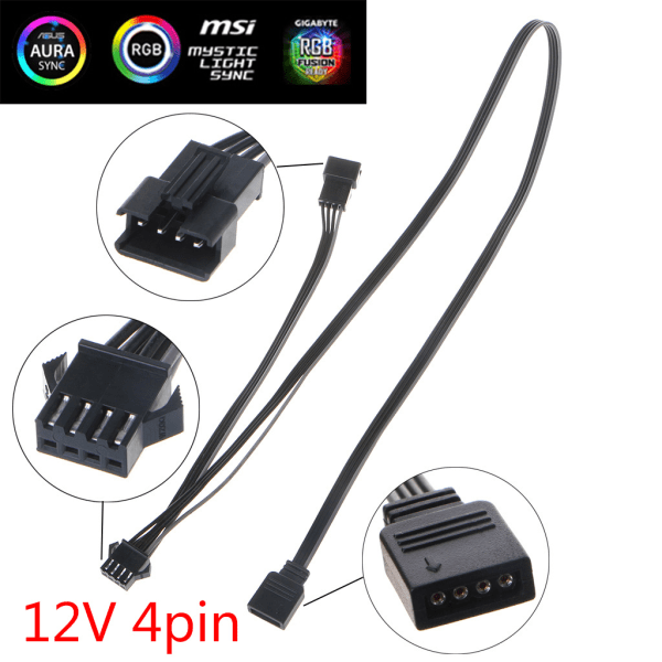 12V 4Pin PC case tuulettimelle LED-nauhan jatkojohdon johto Giga RGB Motherbille