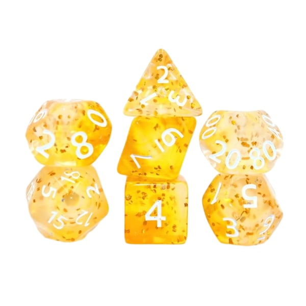 7 stk. Flersidet Akryl Terninger Polyhedral Terninger Dobbelt Farve Spil Terninger Flash yellow