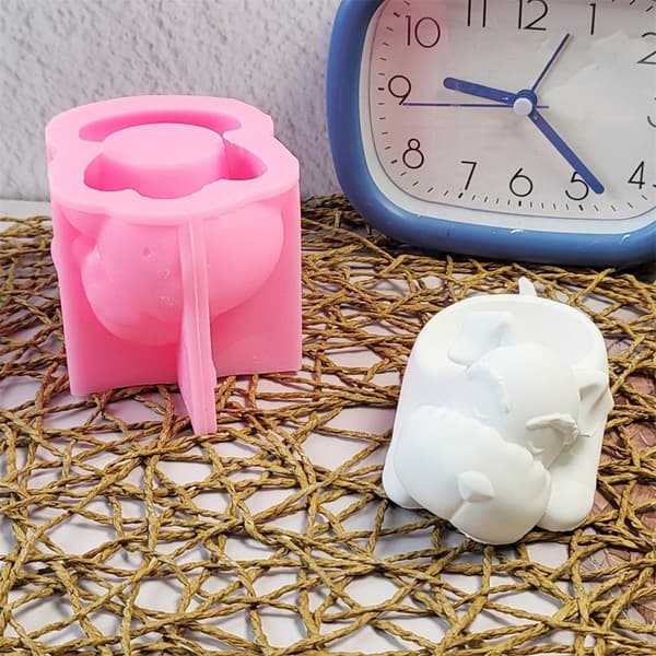 Sovande Hund Silikonformar Djurgjutformar Ornament Gipsform DIY