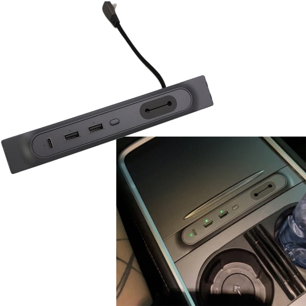 27W Snabbladdare USB Splitter Hub För Tesla Model 3 Model 3 Y Intelligent Dockningsstation Biladapter Power