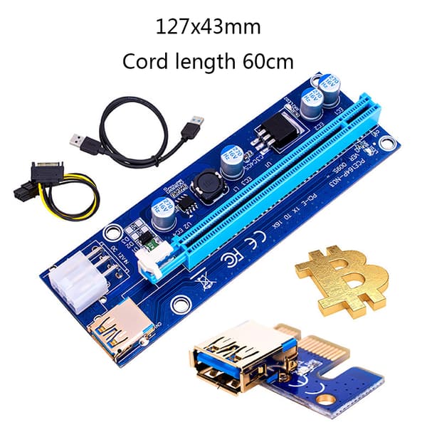 PCIE Riser Guld USB Riser 009S GPU Dubbel 6Pin Adapter SATA 15pin för BTC Miner