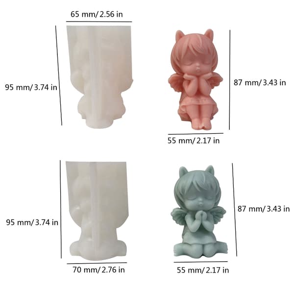 4x Hjerteform Pige Lysforme Silikoneform Bageform Kagedekorationer