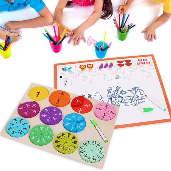 Bråkcirklar för barn Set Pusselspel Läromedel för matematikberäkning