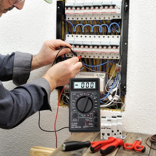 Digitalt multimeter i plast, kompakt til kredsløbsvedligeholdelse og fejlfinding