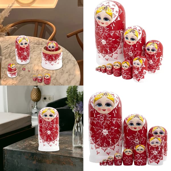 Babushka Set Ryska Nesting Dolls 10 lager Matryoshka Stacking Toy Heminredning