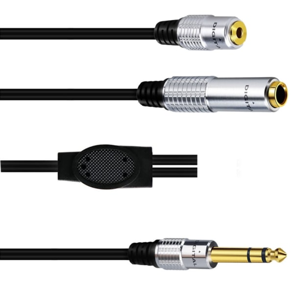 Stereoljudkabel 6,35 mm hane till 6,35 mm hona+3,5 mm hona kabel Y splitteradapter Metallskal Byte av sladd