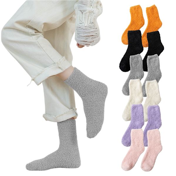 Paket med 6 Andningsbara Termiska Fleecesockor för Sovkläder