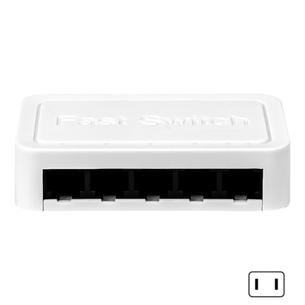 Nätverksväxel Mini 5-portars växel Ethernet 1000 Mbps/100 Mbps/10 Mbps Gigabit Switcher RJ45 Hub Internet Injector White - US Plug