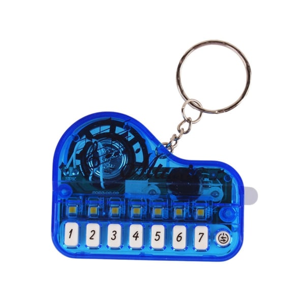 Elektroniskt tangentbord nyckelring i fickstorlek Minimusikleksak med flera ljudeffekter Perfekt för musikentusiaster Present Clear Blue