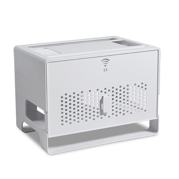 Dammtät Wifi Router Förvaringsbox Dubbellagers Hollow Socket Wire Organizer Box Grey