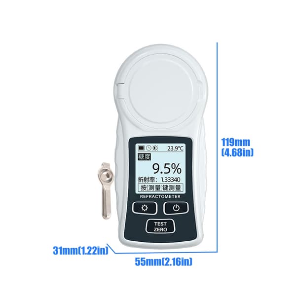 Digitalt refraktometer 0-32% baggrundsbelyst LCD-display batteridrevet til sukker