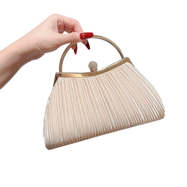 Kvällsväska Enfärgad damväska Bröllopskedjeväska Cocktail Clutch Handväska Apricot