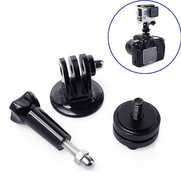 1/4'' Hot Shoe Adapter + stativfäste + skruv för GoPro Hero 2 3 3+ DSLR-kameror