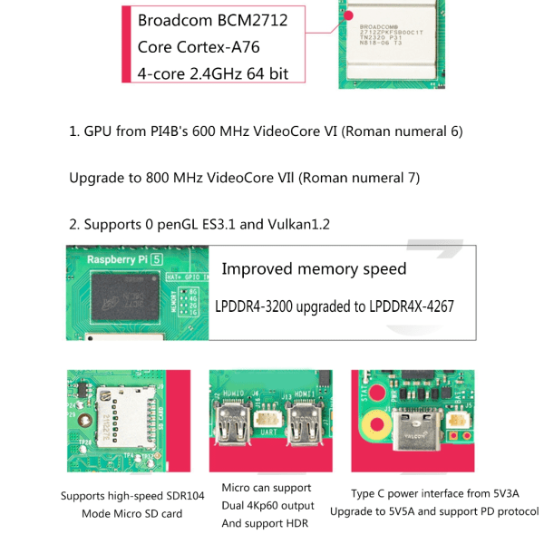 För RPI 5 4/8GB RAM Development Board 40Pin Header Trådlös Bluetooth-kompatibel null - 8G