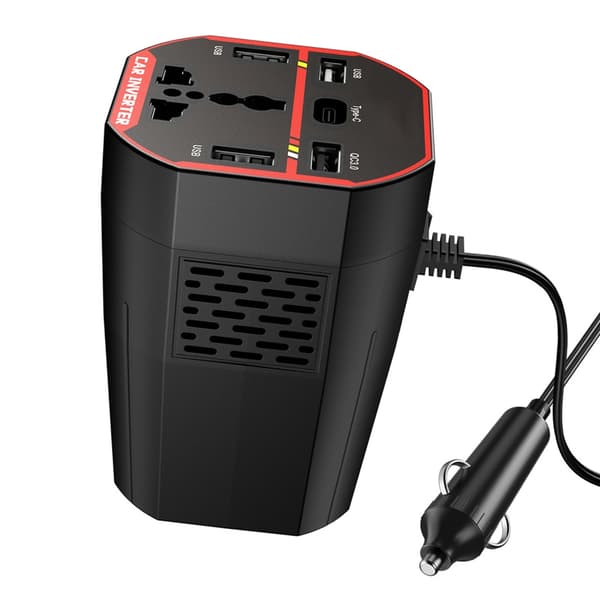 200W Bilstrømomformer, DC12V 24V til 220V Bilpropadapter LED-display