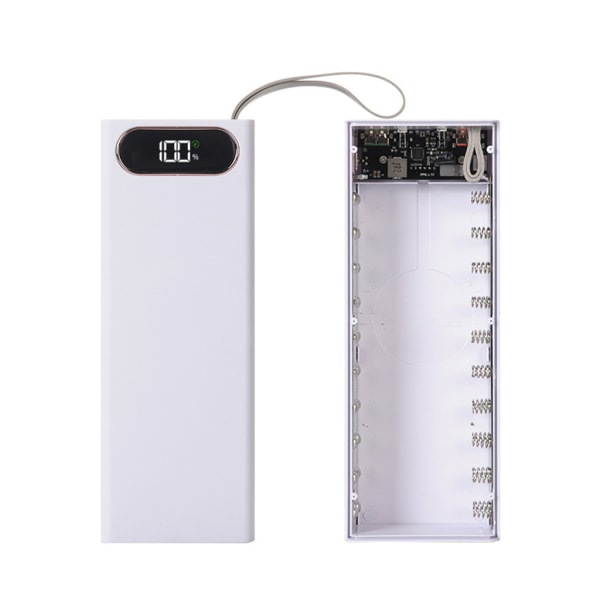 Bärbar extern låda Löstagbar 22,5W QC3.0 PD LCD DIY 20x18650 batteri för case Power Bank för Shell Powerbank Protect Black - B
