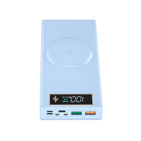 Gör-det-själv Power Bank- case med 22,5 W snabbladdning, 15 W trådlös laddning 8x18650 Batterihållare Box Digital Display Screen White - CX8 PD QI