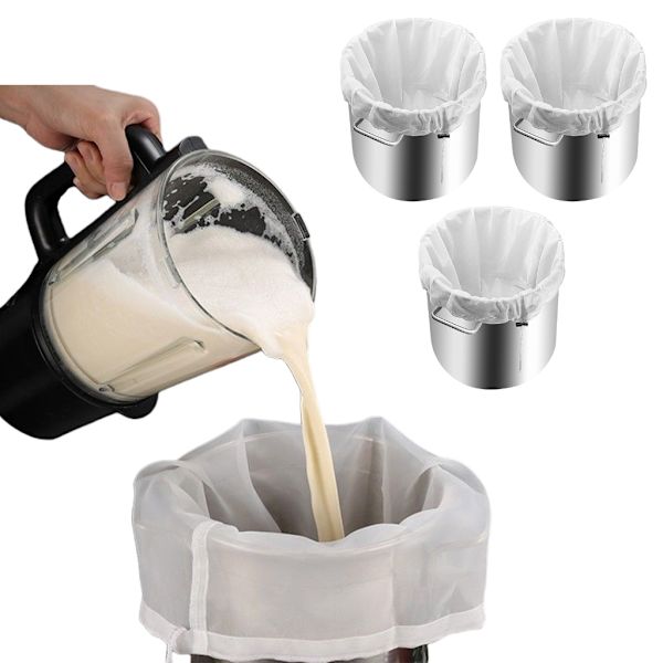 3 st Polyester Filterpåsar Te Kaffe Juice Filternät Tåliga