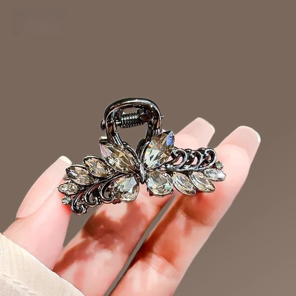 Liten hårspenne i solid plast for kvinner og jenter med blingbling-rhinestones