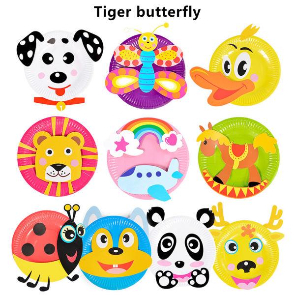 Paper Plate DIY Crafts Paper Plate Art Kit för kreativt lärande spel Perfekt för hantverksfester, grupper och The Classroo null - Tiger butterfly