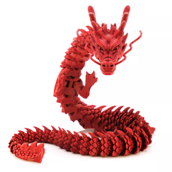 3D- printed ledad drake Special Dragon Model Justerbara leder Red 45CM