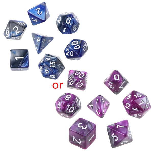 7 st/set Akryl Polyhedral Tärningar För TRPG Brädspel D4-D20 4