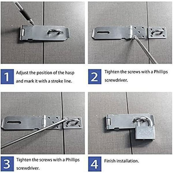 Ruostumattomasta teräksestä valmistettu suojavaja Tukeva ja luotettava Shed Lock Hasp Door Riippulukko Hasp 2 set koti- ja yrityskäyttöön null - 3 inches